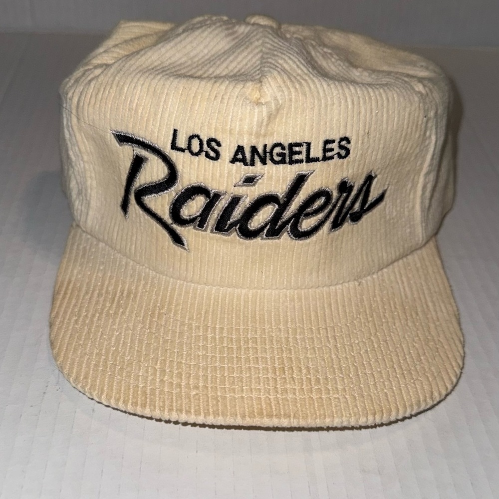 Vtg Rare 90s Raiders Hat Sports Specialties Script Corduroy The Cord Los Angeles